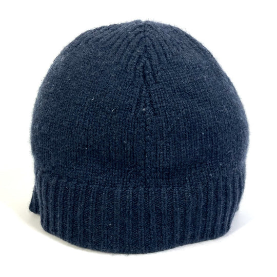 HERMES Knit hat cashmere black Beanie Beanie mens L Used Authentic