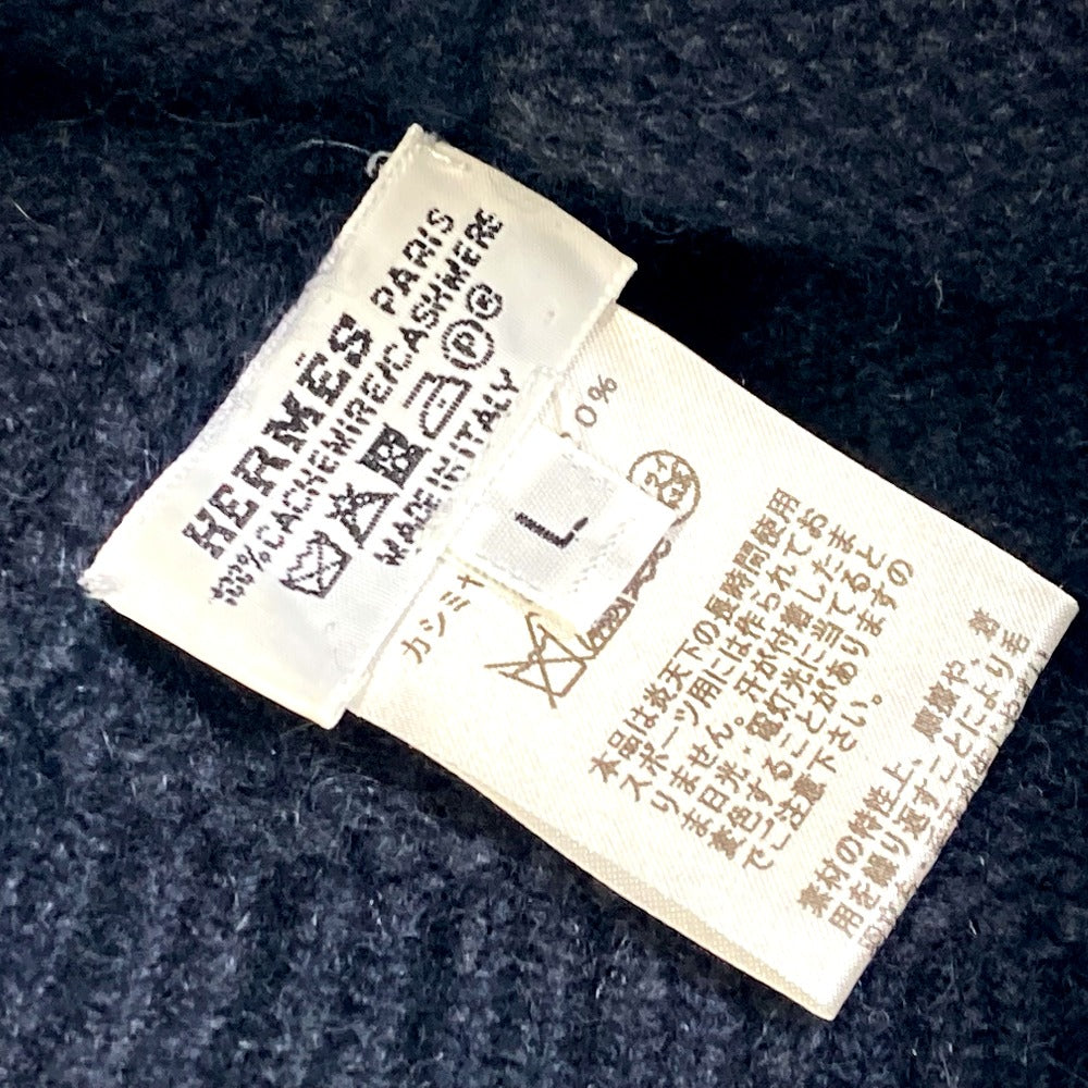 HERMES Knit hat cashmere black Beanie Beanie mens L Used Authentic