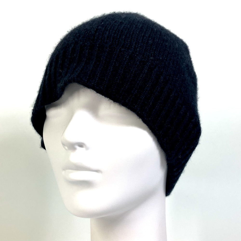 HERMES Knit hat cashmere black Beanie Beanie mens L Used Authentic