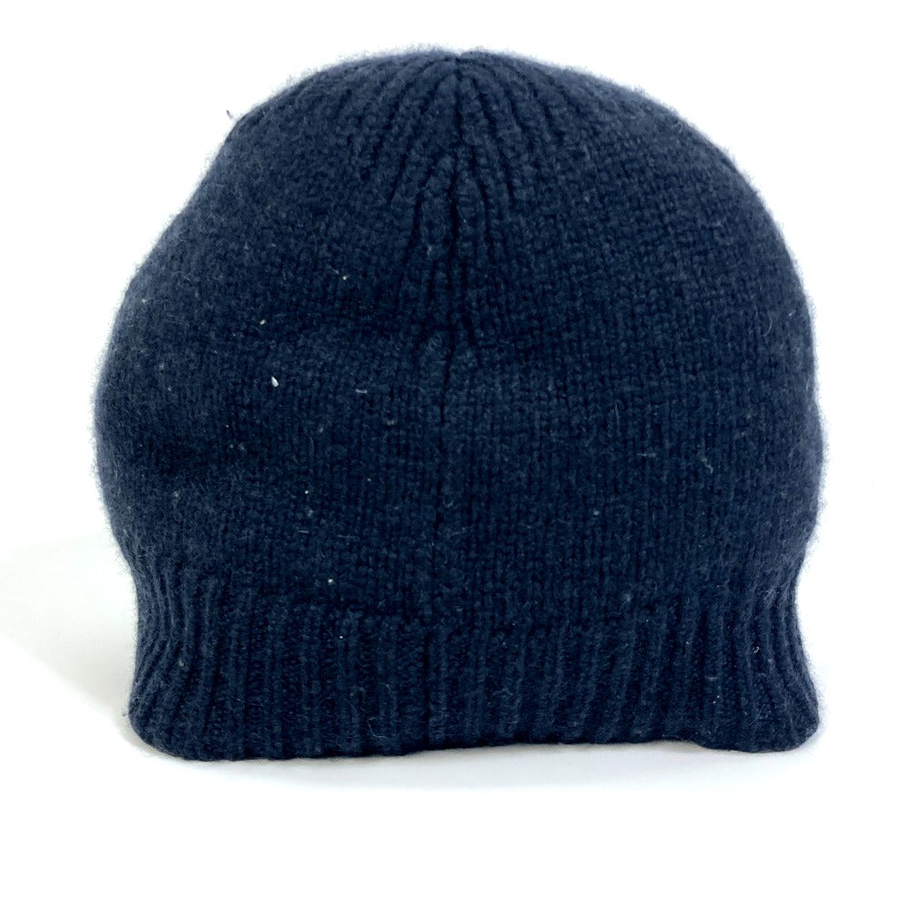 HERMES Knit hat cashmere black Beanie Beanie mens L Used Authentic