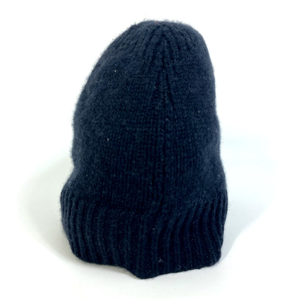 HERMES Knit hat cashmere black Beanie Beanie mens L Used Authentic