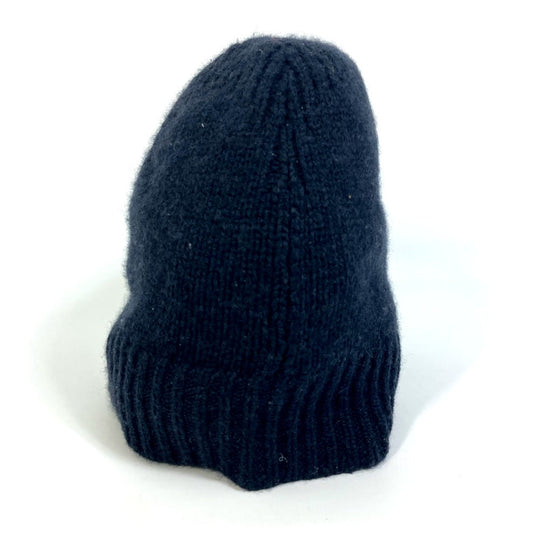 HERMES Knit hat cashmere black Beanie Beanie mens L Used Authentic