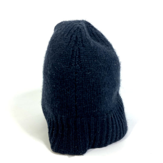 HERMES Knit hat cashmere black Beanie Beanie mens L Used Authentic