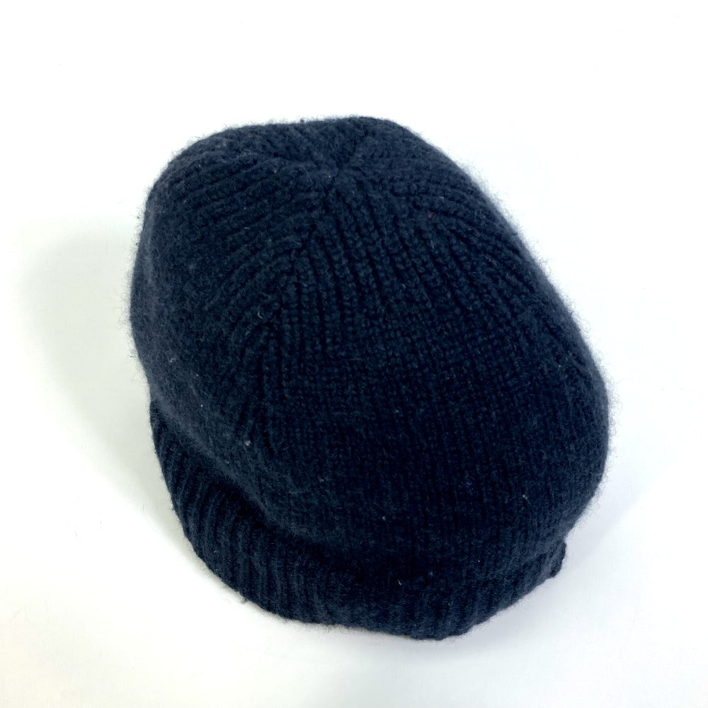 HERMES Knit hat cashmere black Beanie Beanie mens L Used Authentic
