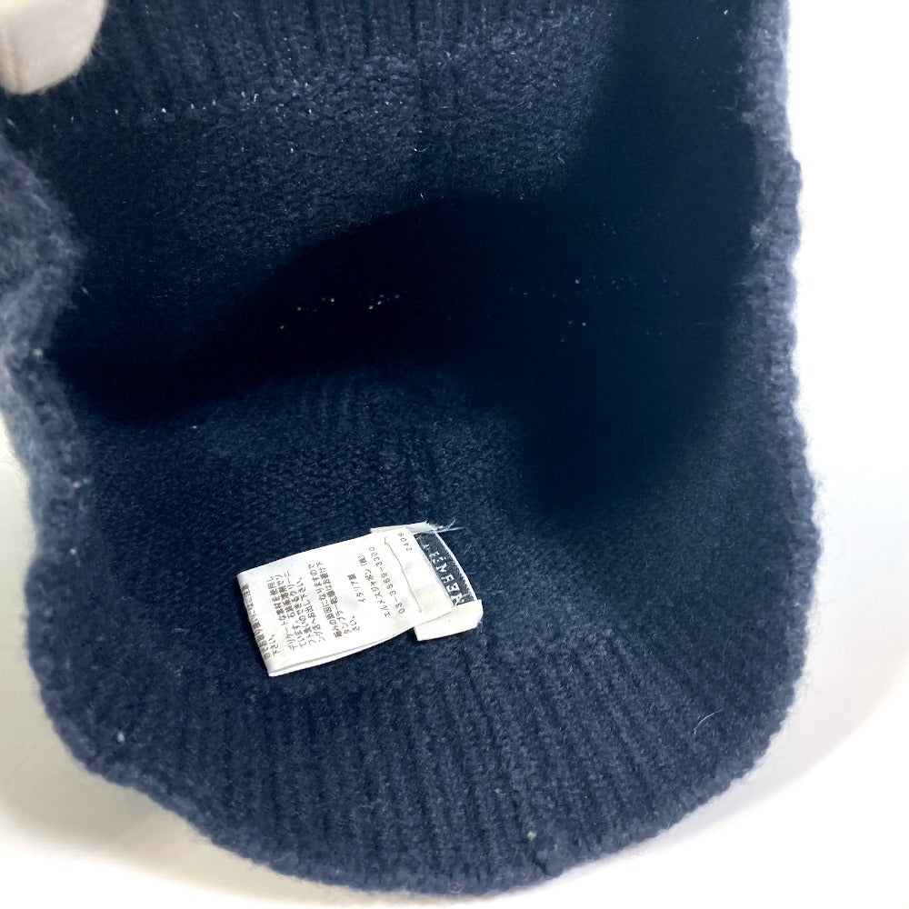 HERMES Knit hat cashmere black Beanie Beanie mens L Used Authentic