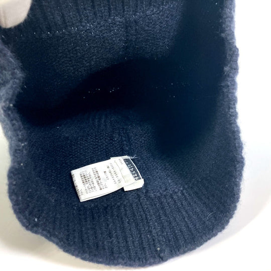 HERMES Knit hat cashmere black Beanie Beanie mens L Used Authentic
