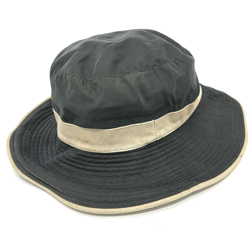 HERMES hat Nylon, suede gray H logo mens 57 Used Authentic