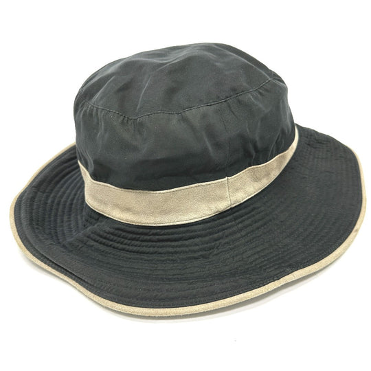 HERMES hat Nylon, suede gray H logo mens 57 Used Authentic