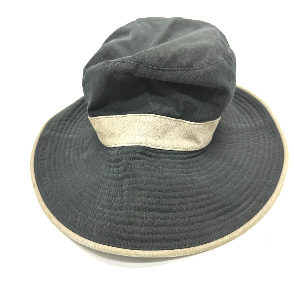 HERMES hat Nylon, suede gray H logo mens 57 Used Authentic
