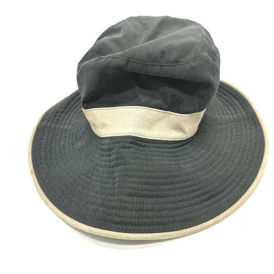 HERMES hat Nylon, suede gray H logo mens 57 Used Authentic