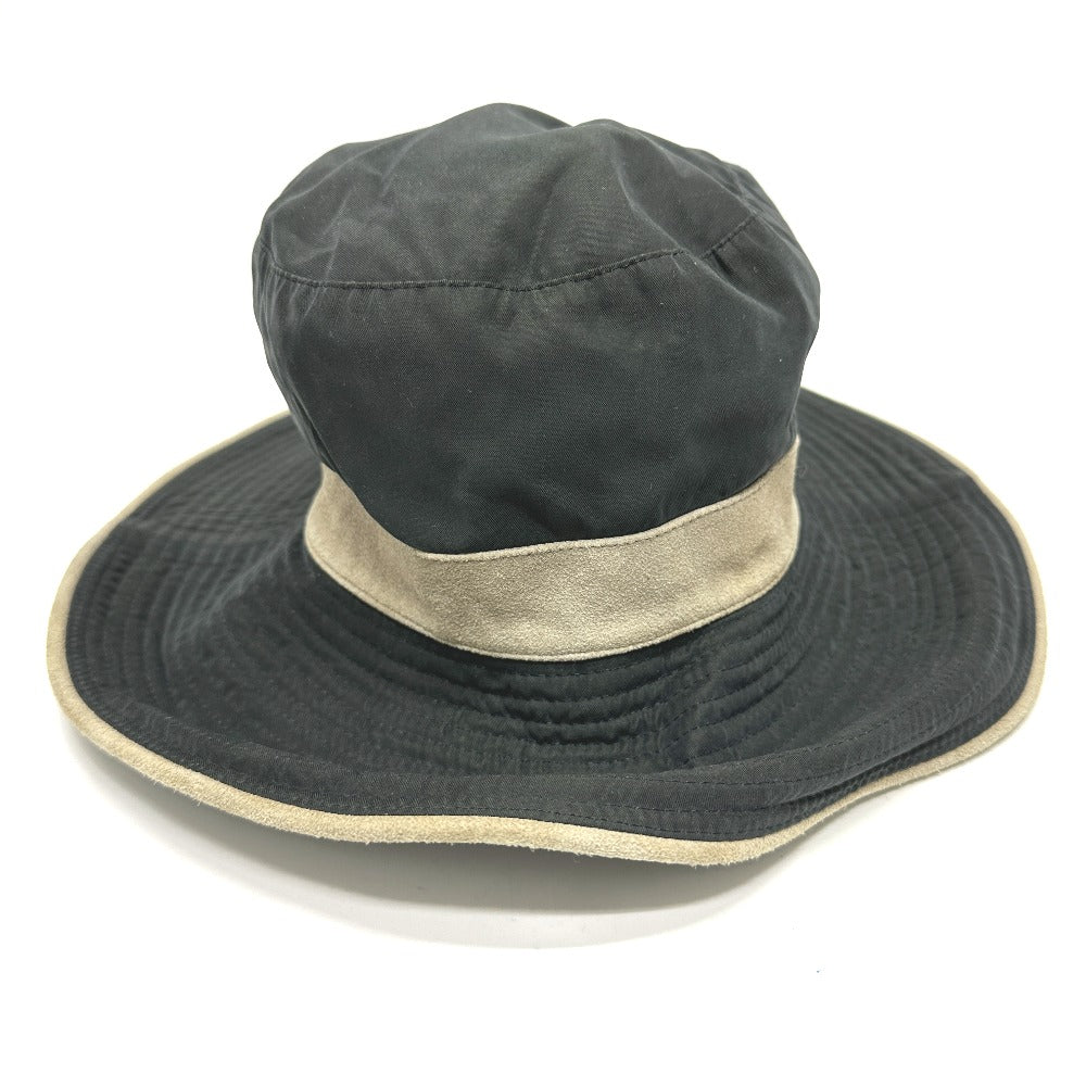 HERMES hat Nylon, suede gray H logo mens 57 Used Authentic