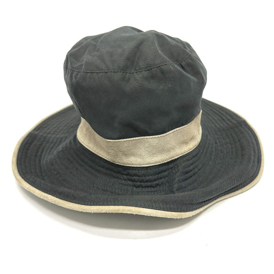 HERMES hat Nylon, suede gray H logo mens 57 Used Authentic