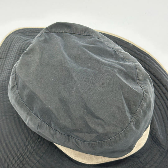 HERMES hat Nylon, suede gray H logo mens 57 Used Authentic