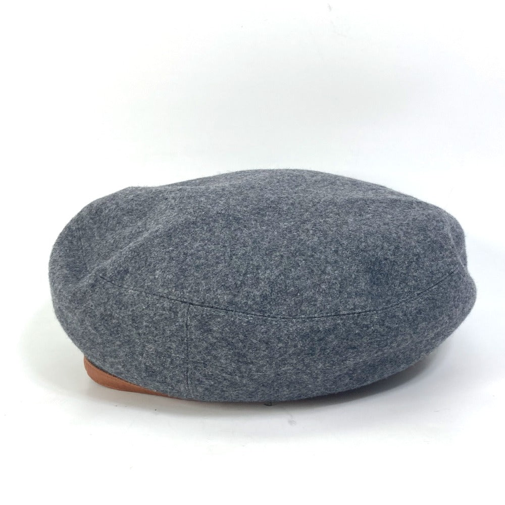 HERMES beret cashmere gray Serie button Women 58 Used Authentic