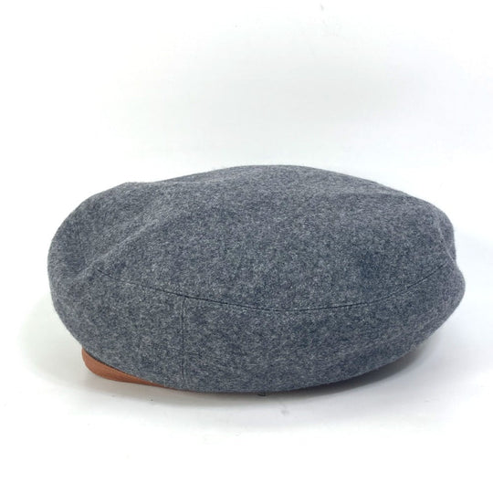 HERMES beret cashmere gray Serie button Women 58 Used Authentic