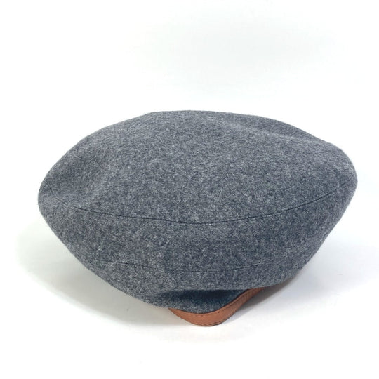 HERMES beret cashmere gray Serie button Women 58 Used Authentic