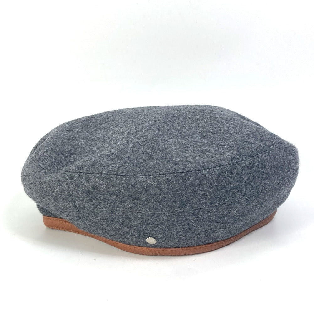 HERMES beret cashmere gray Serie button Women 58 Used Authentic