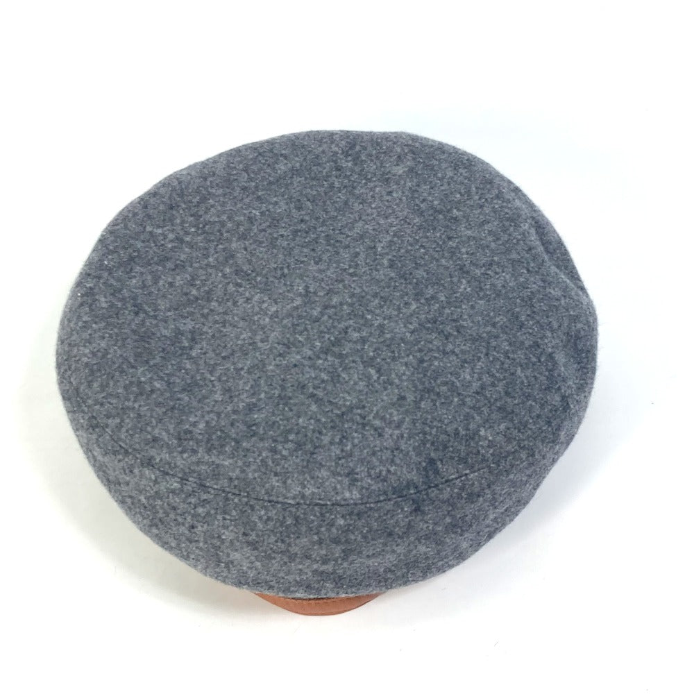 HERMES beret cashmere gray Serie button Women 58 Used Authentic