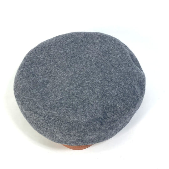 HERMES beret cashmere gray Serie button Women 58 Used Authentic