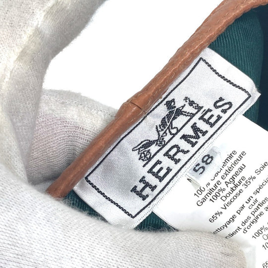 HERMES beret cashmere gray Serie button Women 58 Used Authentic