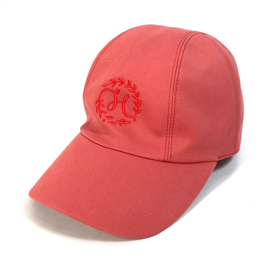 HERMES cap Cotton, Polyurethane Red logo Cap Davis H Primavera Women 57 Used Authentic
