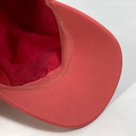 HERMES cap Cotton, Polyurethane Red logo Cap Davis H Primavera Women 57 Used Authentic
