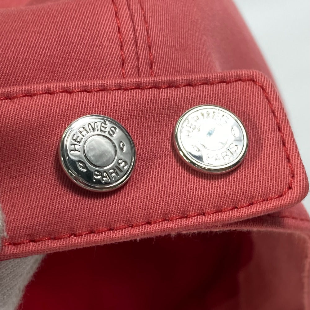HERMES cap Cotton, Polyurethane Red logo Cap Davis H Primavera Women 57 Used Authentic