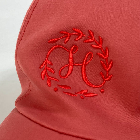 HERMES cap Cotton, Polyurethane Red logo Cap Davis H Primavera Women 57 Used Authentic