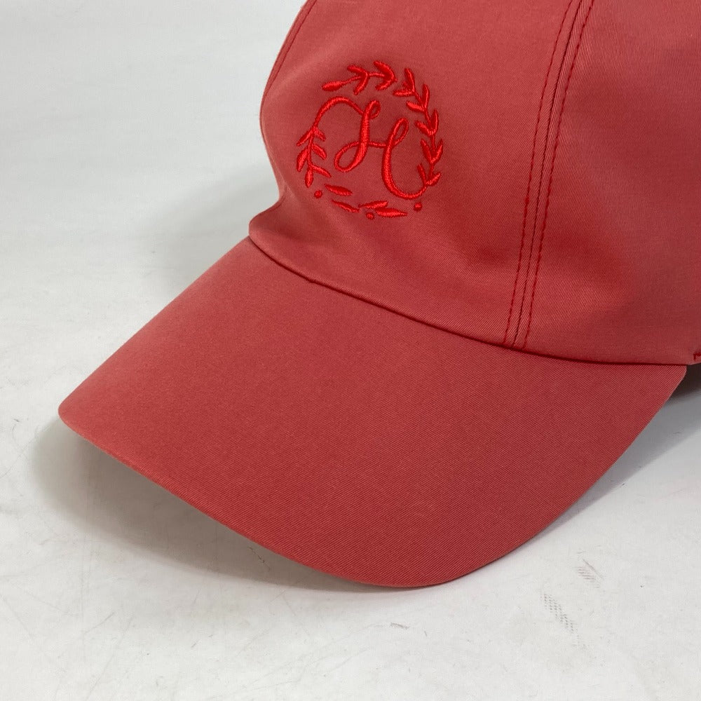 HERMES cap Cotton, Polyurethane Red logo Cap Davis H Primavera Women 57 Used Authentic