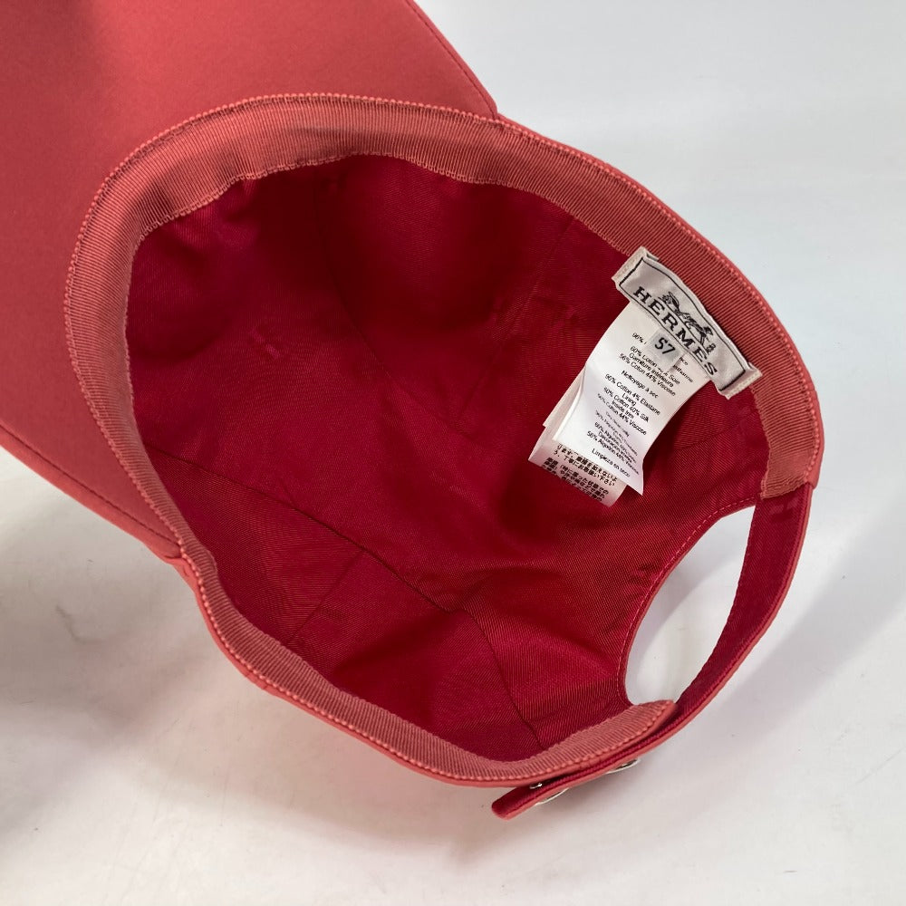HERMES cap Cotton, Polyurethane Red logo Cap Davis H Primavera Women 57 Used Authentic