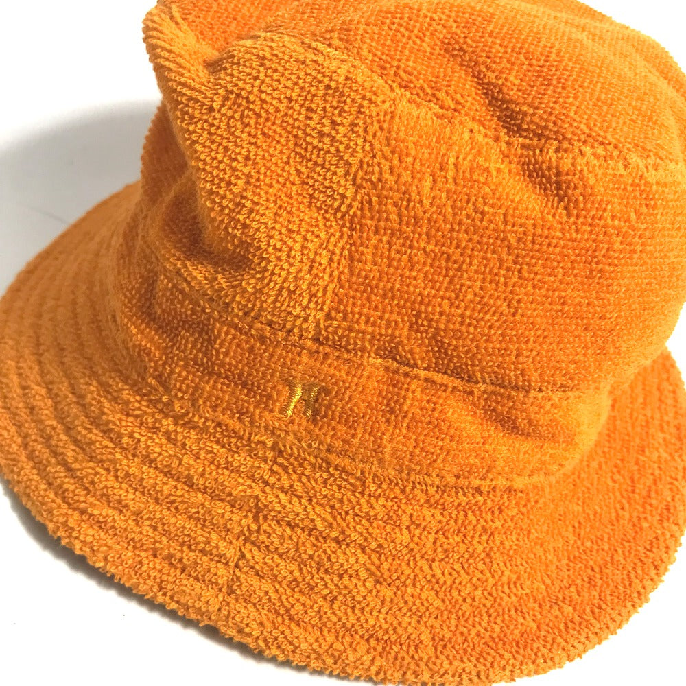 HERMES hat cotton Orange pile H logo Women 58 Used Authentic