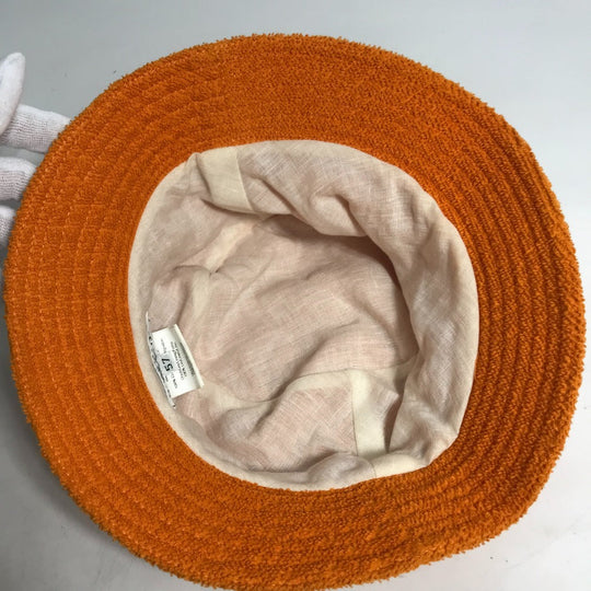 HERMES hat cotton Orange pile H logo Women 58 Used Authentic