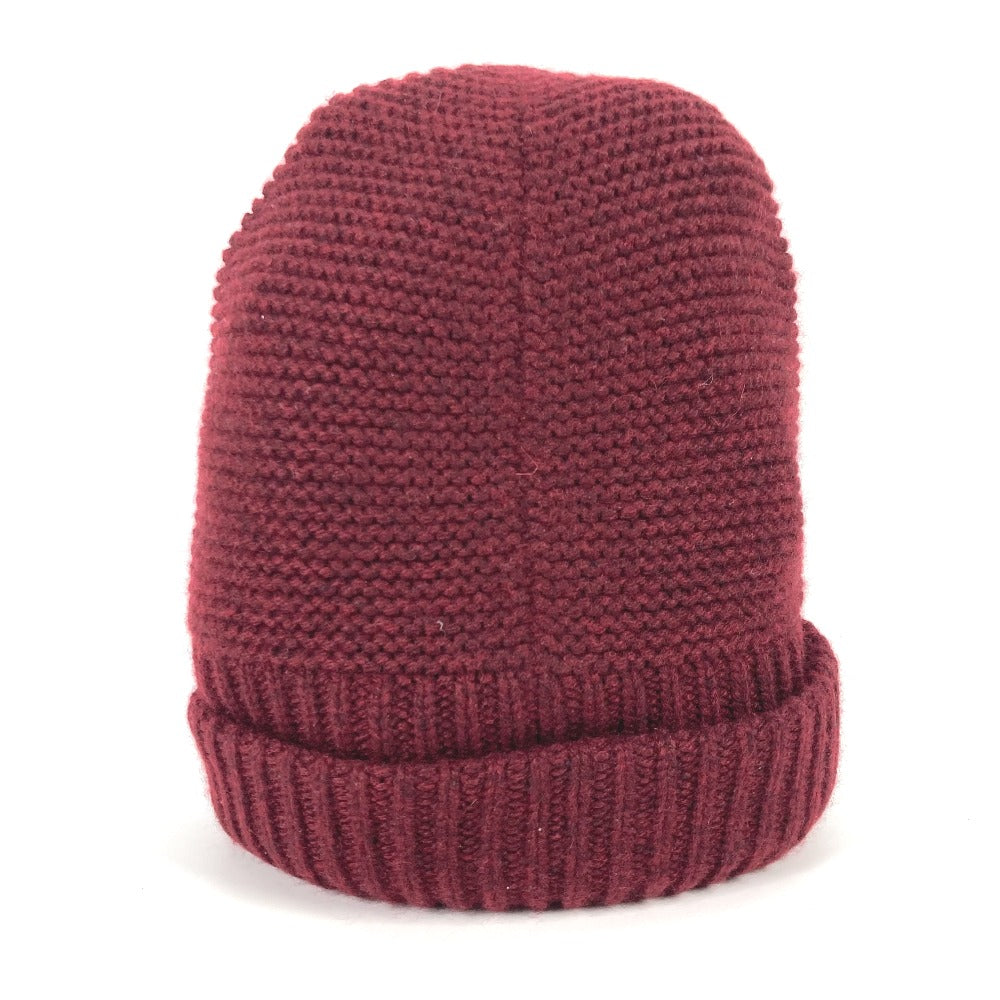 HERMES Knit hat cashmere Brown type leather tag leather tag Boston mens S Used Authentic