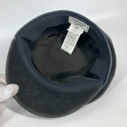 HERMES Casquette cotton black Velor Women 58 Used Authentic