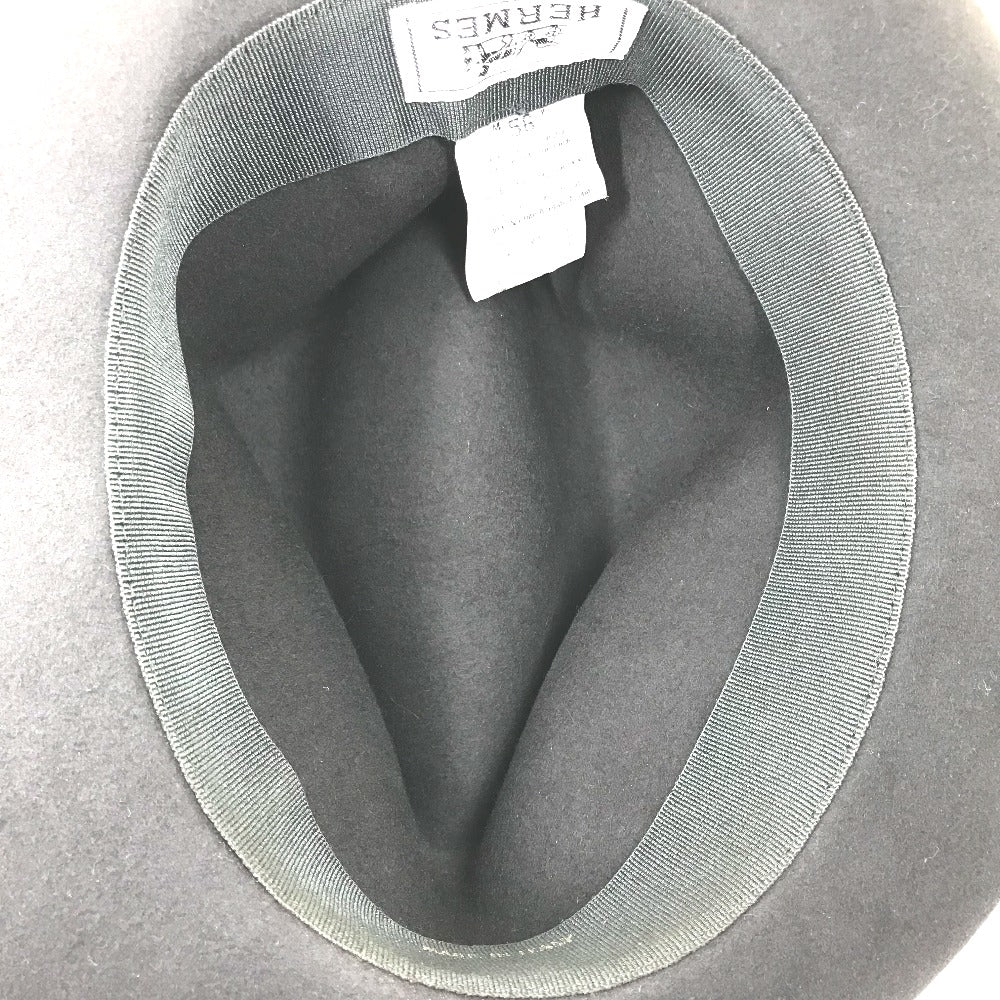 HERMES hat , Beaver Gray type Hat hat hat mens 56 Used Authentic