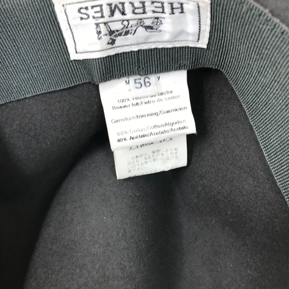 HERMES hat , Beaver Gray type Hat hat hat mens 56 Used Authentic