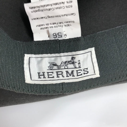 HERMES hat , Beaver Gray type Hat hat hat mens 56 Used Authentic