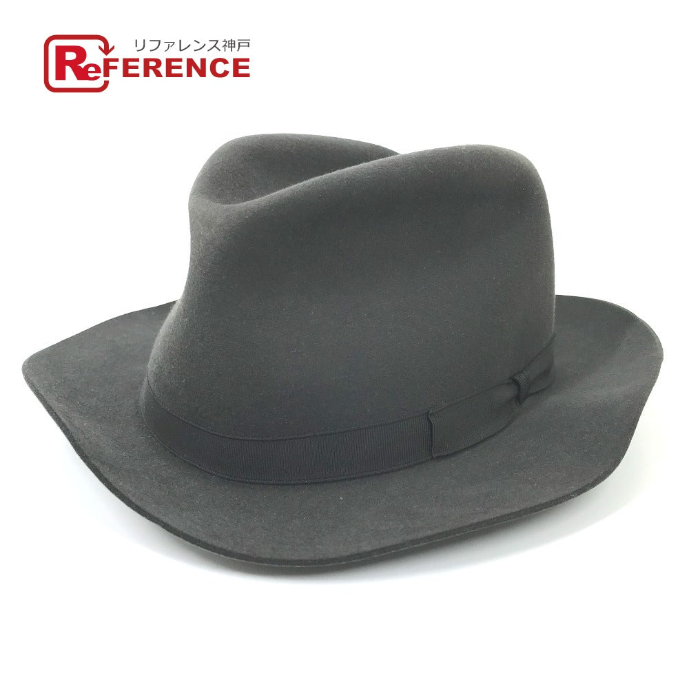 HERMES hat , Beaver Gray type Hat hat hat mens 56 Used Authentic