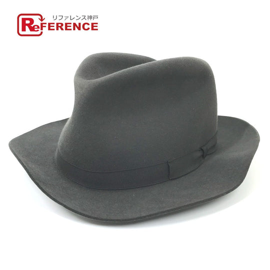 HERMES hat , Beaver Gray type Hat hat hat mens 56 Used Authentic