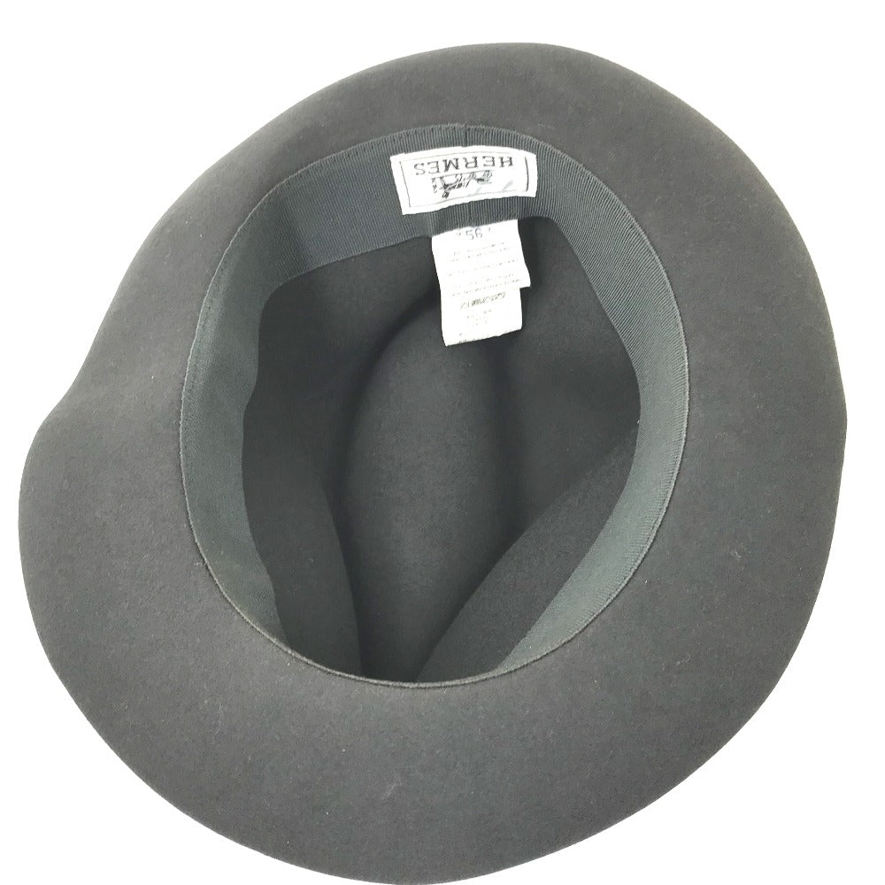 HERMES hat , Beaver Gray type Hat hat hat mens 56 Used Authentic