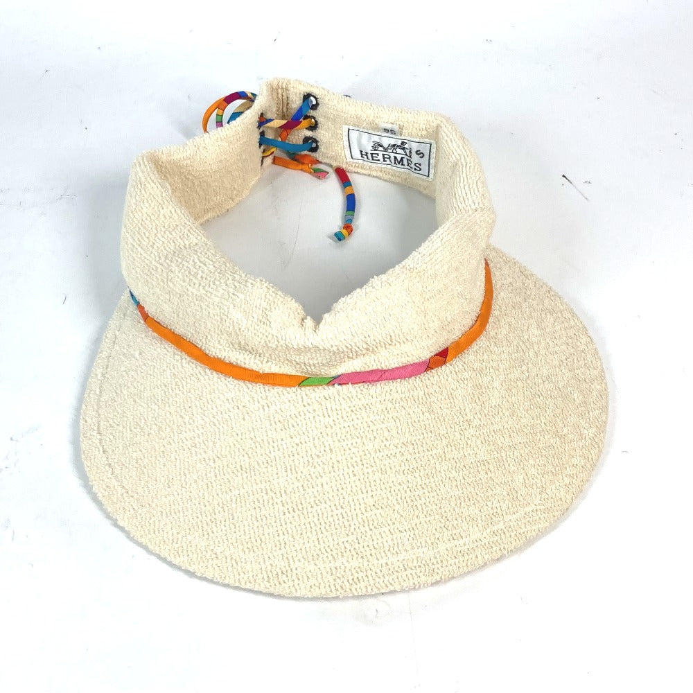 HERMES Sun visor cotton Ivorytype pile Women 56 Used Authentic
