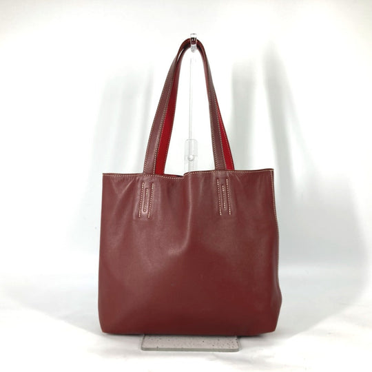 HERMES Tote Bag leather Red type Shoulder Bag Doble Sense 28 Women Used Authentic