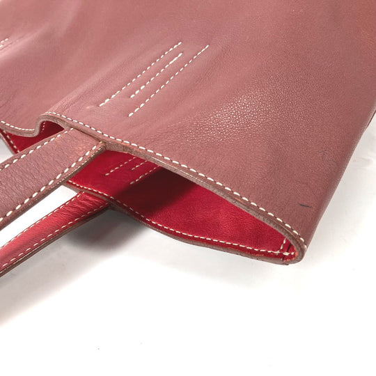 HERMES Tote Bag leather Red type Shoulder Bag Doble Sense 28 Women Used Authentic
