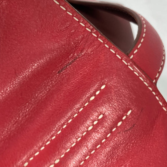 HERMES Tote Bag leather Red type Shoulder Bag Doble Sense 28 Women Used Authentic