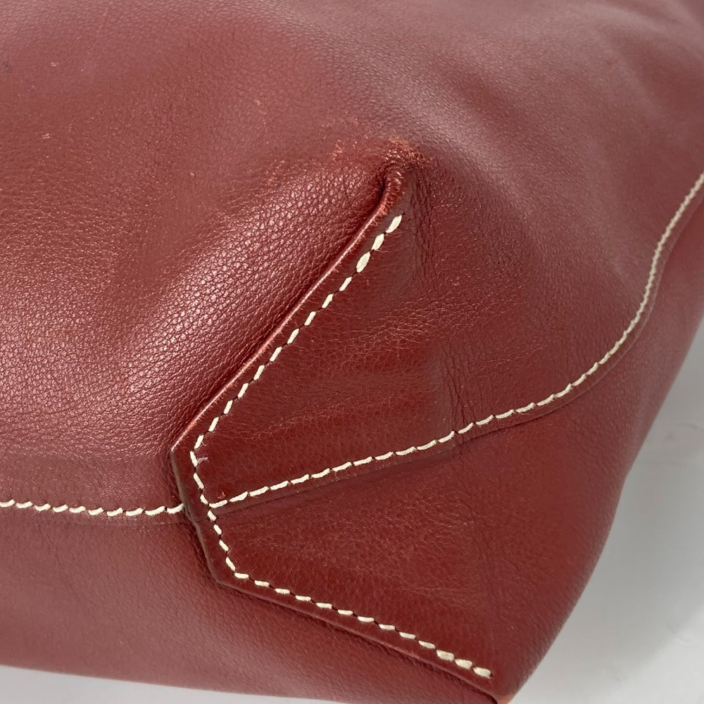HERMES Tote Bag leather Red type Shoulder Bag Doble Sense 28 Women Used Authentic