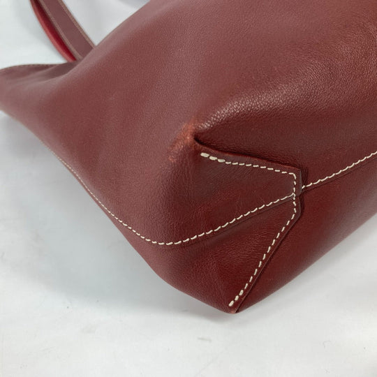 HERMES Tote Bag leather Red type Shoulder Bag Doble Sense 28 Women Used Authentic