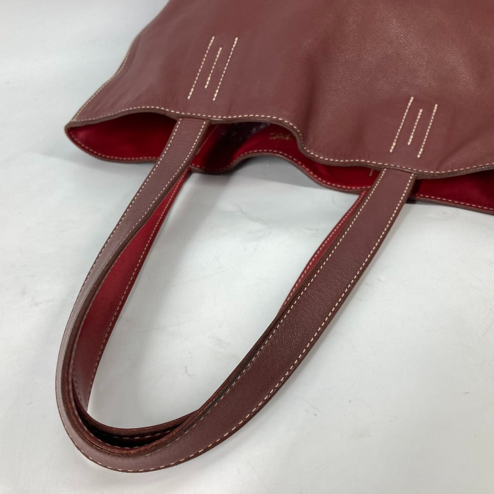 HERMES Tote Bag leather Red type Shoulder Bag Doble Sense 28 Women Used Authentic