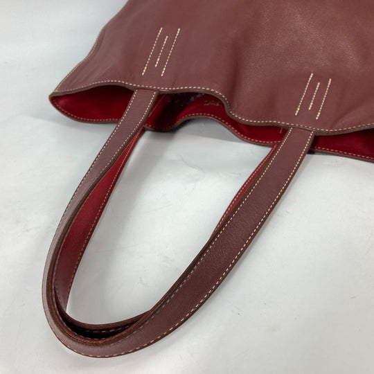 HERMES Tote Bag leather Red type Shoulder Bag Doble Sense 28 Women Used Authentic