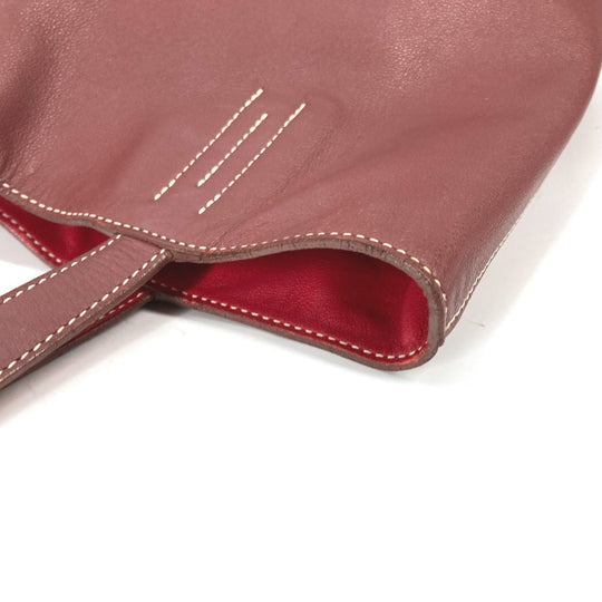 HERMES Tote Bag leather Red type Shoulder Bag Doble Sense 28 Women Used Authentic