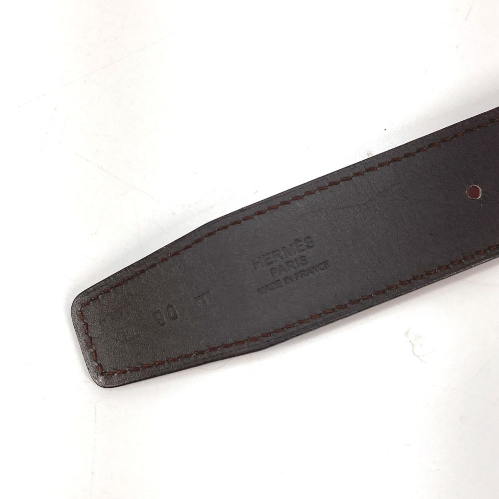 HERMES belt leather Brown By color Punching logo unisex(Unisex) 90 Used Authentic